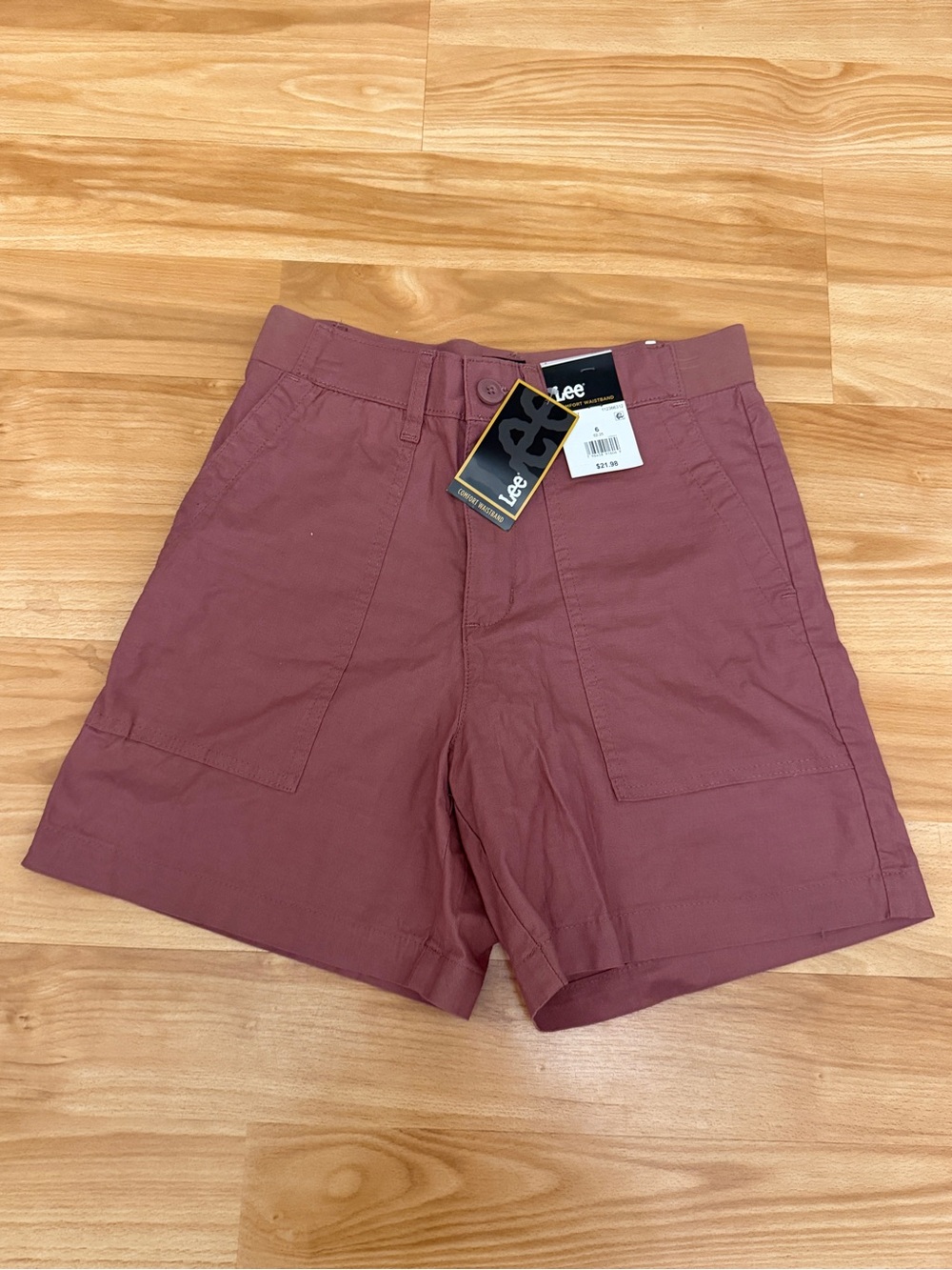NWT Lee Womens Comfort Waistband Utility Shorts Soft Mauve Pink Size 6